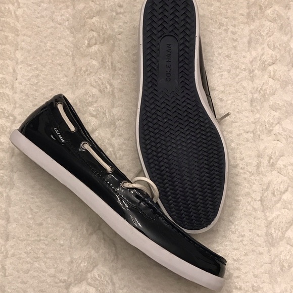 Cole Haan Women's Navy Blue and White Moccasins - Picture 6 of 7